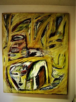 Niet of onleesbaar gesigneerd - Heftig neo Expressionistisch "nieuwe Wilden" schilderij. - GROOT!! kopen? Bied vanaf 1!