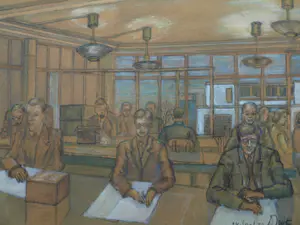 Dirk Harting - Ingelijste pasteltekening , Op kantoor – 1954 - Lijst, 50 x 64 cm kopen? Bied vanaf 100!