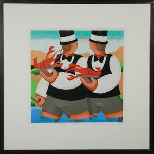 Yvonne Zomerdijk - Zeefdruk, Zeebanket - Ingelijst kopen? Bied vanaf 20!