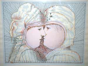 Co Westerik - dubbelportret - litho 1972 - incl. catalogus Westerik & van Gogh verkocht voor € 250!