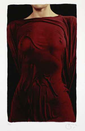 Willi Kissmer - Kleurengiclee LADY IN RED DRESS Handgesigneerd. verkocht voor € 95!
