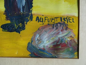 Niet of onleesbaar gesigneerd - Olieverf op papier , Oriëntaals , Stadsgezicht – Turkije? – 1979 kopen? Bied vanaf 1!