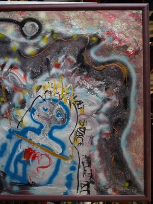 Hannes van Es - Zeer groot ingelijst schilderij (160 x 200 cm), “Me” (All that Space…) – 1987 kopen? Bied vanaf 1!