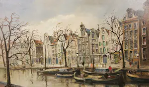 Rein Snapper - Olieverf op doek, Amsterdam - Ingelijst (Groot) kopen? Bied vanaf 150!