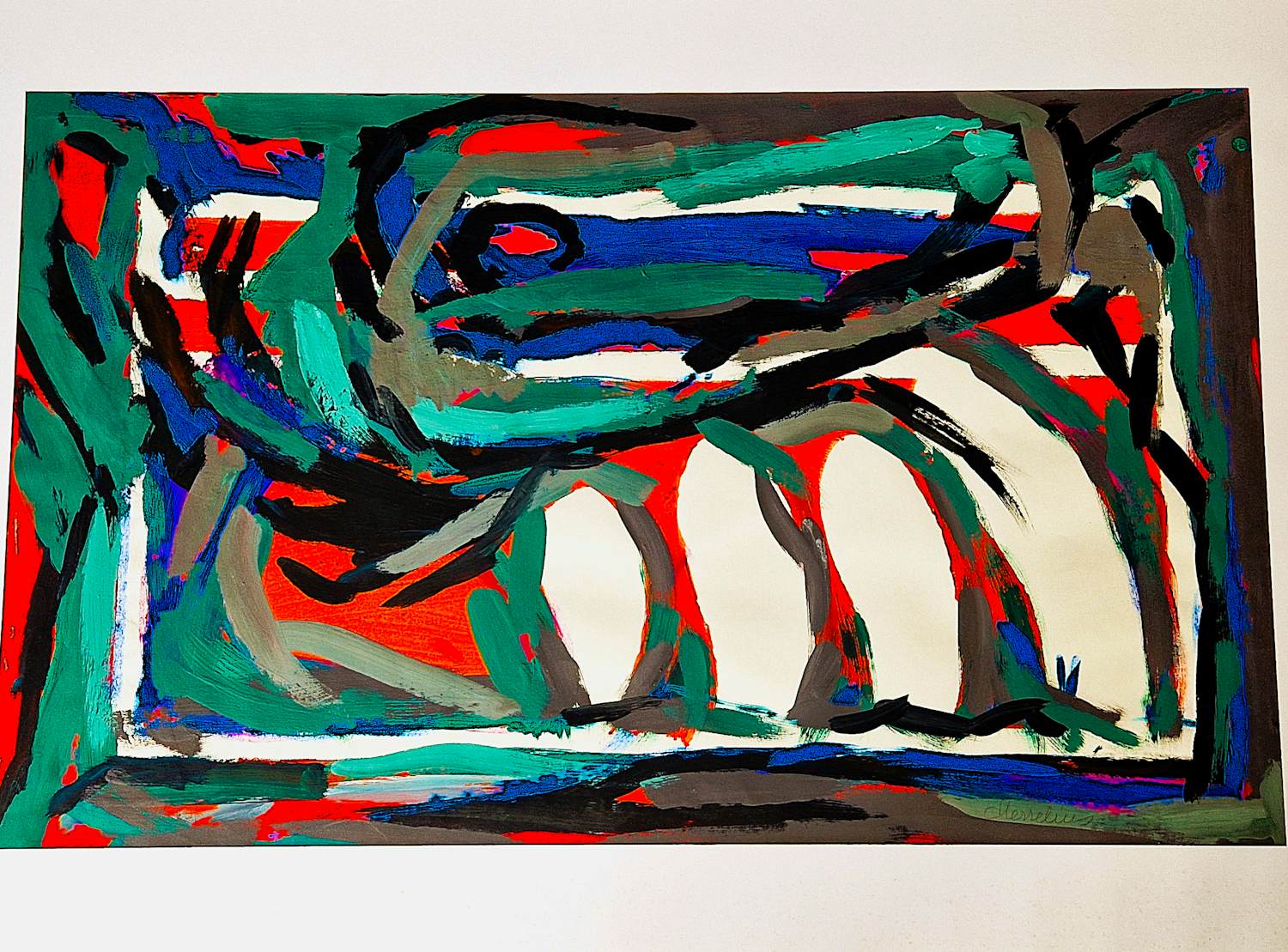 Henk Hesselius - Grote expressionistisch abstracte jaren 60 Gouache op papier - gesigneerd kopen? Bied vanaf 78!