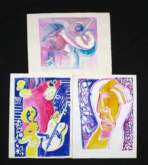 Joe Wols - Lot van drie aquarellen, Figuren kopen? Bied vanaf 1!