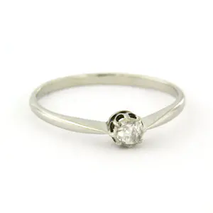 14k witgouden ring met roos geslepen diamant tot. 0.10ct kopen? Bied vanaf 130!