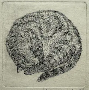 AcheterElla van Schaik - handgesigneerde ets | 'Slapende poes'? Enchérissez de 10!