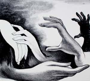 Joop Moesman - Litho: handen verkocht voor € 119!