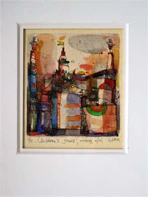 Niet of onleesbaar gesigneerd - Leuk Oosteuropees Aquarel "Children's Games" gesigneerd verkocht voor € 10!