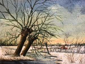 Marinus van der Sangen - Witerwilgen aan de waterkant. verkocht voor € 1!