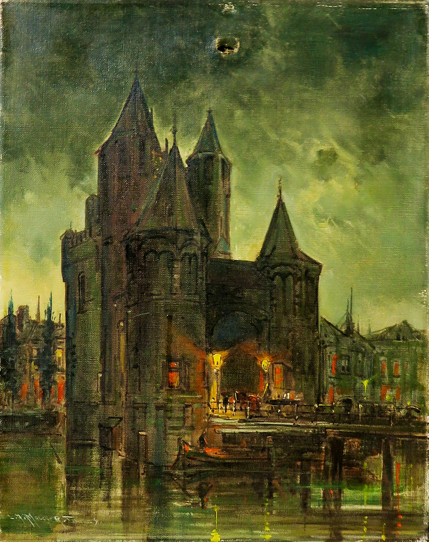 Jan Hermanus Melcher Tilmes - Olieverf op doek, Stadspoort kopen? Bied vanaf 1!