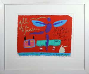 Wouter Stips - Zeefdruk, Cat, hat, she - Ingelijst verkocht voor € 50!