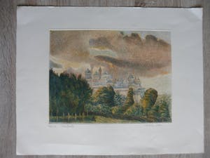 Niet of onleesbaar gesigneerd - Litho, Kasteel in een landschap. kopen? Bied vanaf 1!