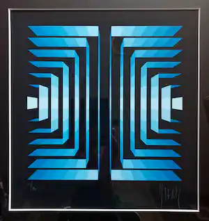 Jean Pierre Yvaral - Rayonette Bleu, zeefdruk (mooi ingelijst) verkauft für € 150!