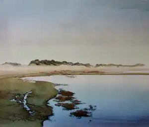 Gerrit Neven - Aquarel: Wadden I - 1991 verkocht voor € 350!