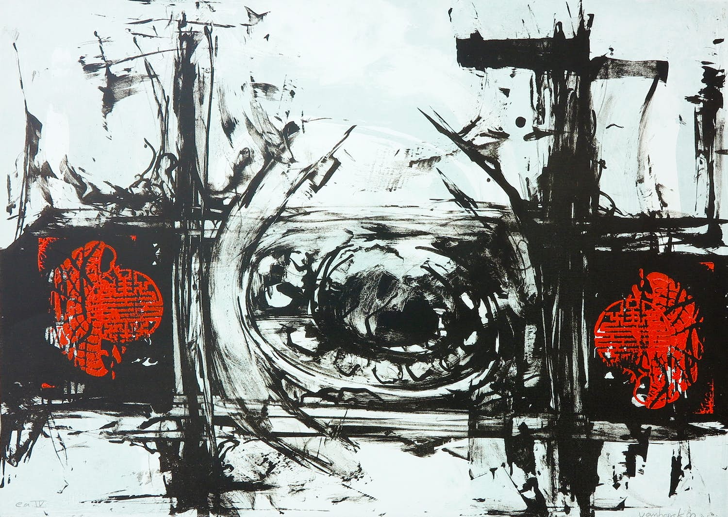 Hans Vanhorck - Zeefdruk, Abstracte compositie kopen? Bied vanaf 1!