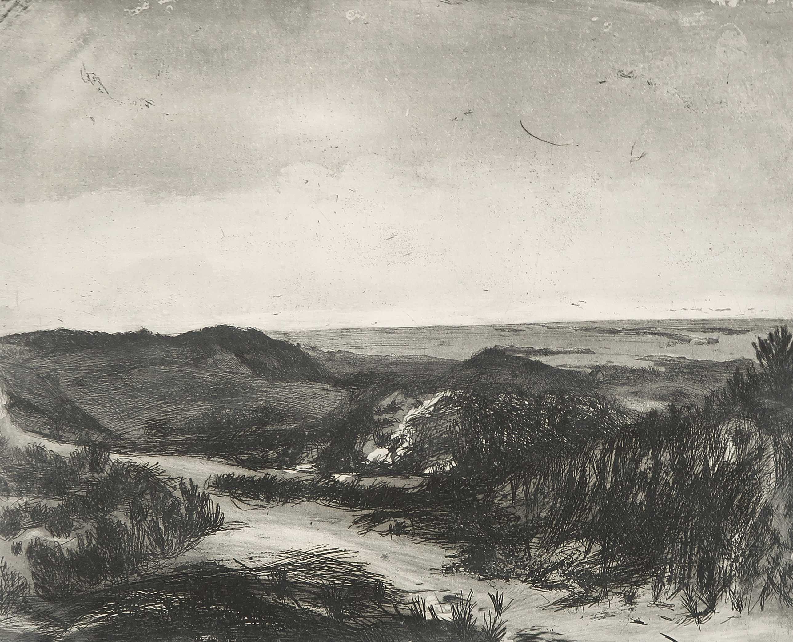 Aat Veldhoen - Ets, Duinen bij Schoorl verkocht voor € 20!