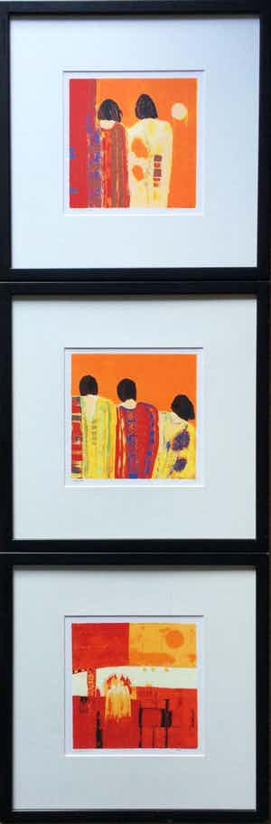 Marjolijn van Ginkel - serie van 3 kleuren zeefdrukken - ingelijst verkocht voor € 59!