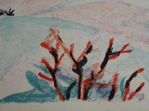 Willy Suter - Litho, “Sneeuwlandschap” – Kunst-Schoolplaat uit 1960 – V.AE.V.O. kopen? Bied vanaf 50!