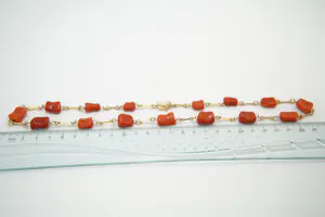 74 - Bijzonder vintage 14 karaats rosegouden halssieraad met bloedkoraal kopen? Bied vanaf 480!