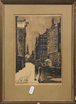 Cornelis Brandenburg - Ets, Lot van drie etsen Utrecht - Ingelijst kopen? Bied vanaf 50!