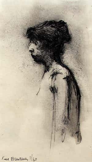 Kees Buurman - tekening : dame - 1960 verkocht voor € 35!