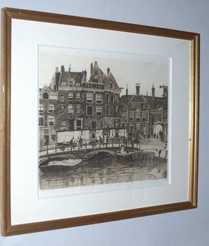 Willem Witsen - Ets - 1912 - het Beurspoortje Amsterdam - fraai ingelijst kopen? Bied vanaf 250!