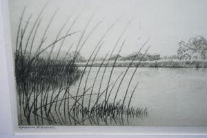 Dirk Harting - Ets - Verstild waterlandschap omgeving Haarlem kopen? Bied vanaf 60!