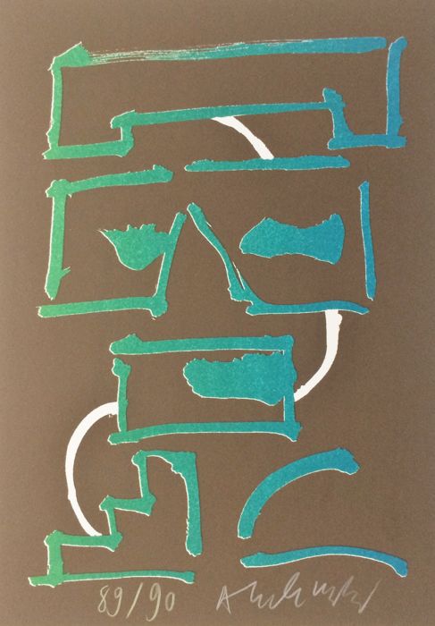 Pierre Alechinsky - Prachtige litho uit de "Tapis et caries" serie verkocht voor € 250!