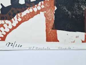Hans Peter Doebele - Grote 1954 Houtsnede in 2 kleuren "Canasta" - beperkte oplage - gesigneerd kopen? Bied vanaf 48!
