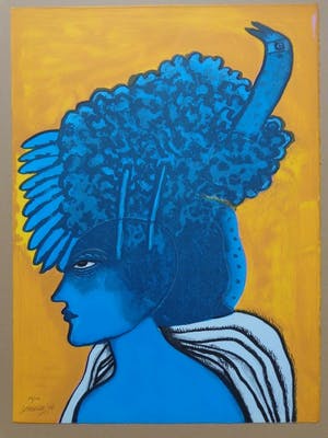 Corneille - BLAUWE VROUW / KLEURLITHO / 76x56cm / SIG / 1998 kopen? Bied vanaf 185!