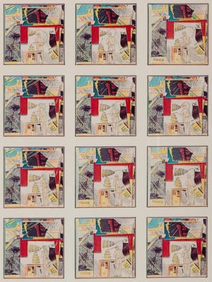 David Flipse - Desert Inn - 1980 - stift, potlood en kleurpotlood collage op papier kopen? Bied vanaf 20!