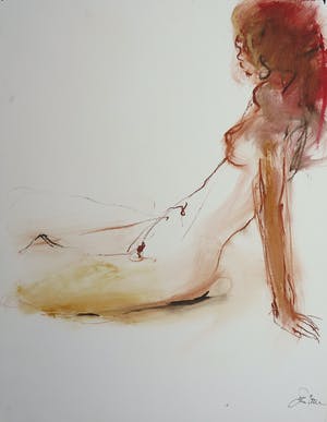 Franscz Witte - Gemengde techniek op papier, Naakt kopen? Bied vanaf 1!