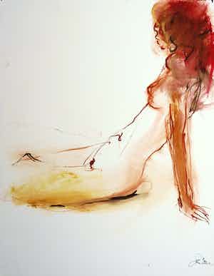 Franscz Witte - Gemengde techniek op papier, Naakt verkocht voor € 1!