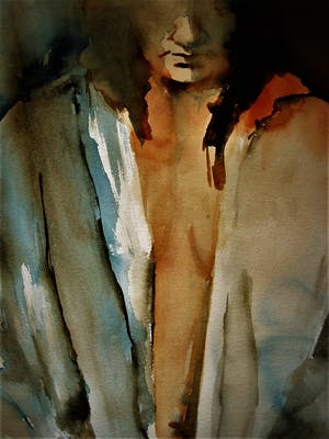 Hans Vanhorck - Groot impressionistisch Aquarel "Vrouw in gedachten" BIEDEN VANAF 20€!! kopen? Bied vanaf 20!