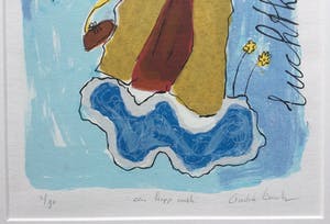 Geke uit de Bosch - Luchtkasteel - 'een hapje wolk' | kleuren zeefdruk (ingelijst) kopen? Bied vanaf 39!