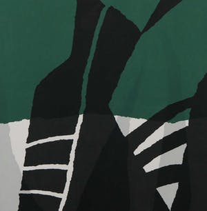 Gijs Keizer - Zeefdruk, Z.T. Abstracte voorstelling in groen, wit en zwart - Ingelijst kopen? Bied vanaf 20!