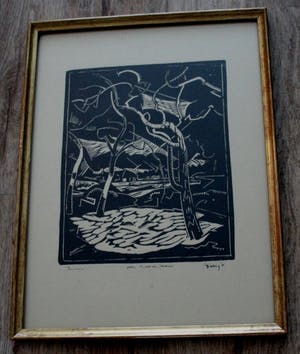 Herman Bieling - Houtsnede: Voor Kees van Herman - Renkum - 1921 kopen? Bied vanaf 55!