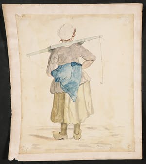 Jacques Gabriel Huquier - Gravure, La ville de Genève + J. van Wijngaarden - Aquarel, Boerenvrouw kopen? Bied vanaf 1!