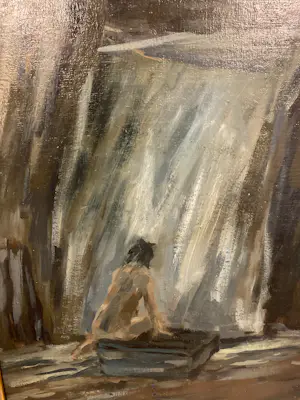 Jan van Dis - Fantastisch-realistische scène zittend naakt kopen? Bied vanaf 299!