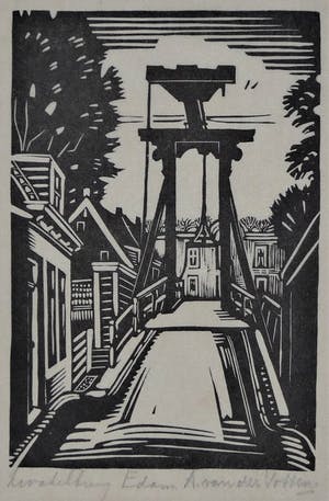 Andre van der Vossen - Complete vrij zeldzame serie van 10 houtsnedes met vissersplaatsen in Nederland kopen? Bied vanaf 275!