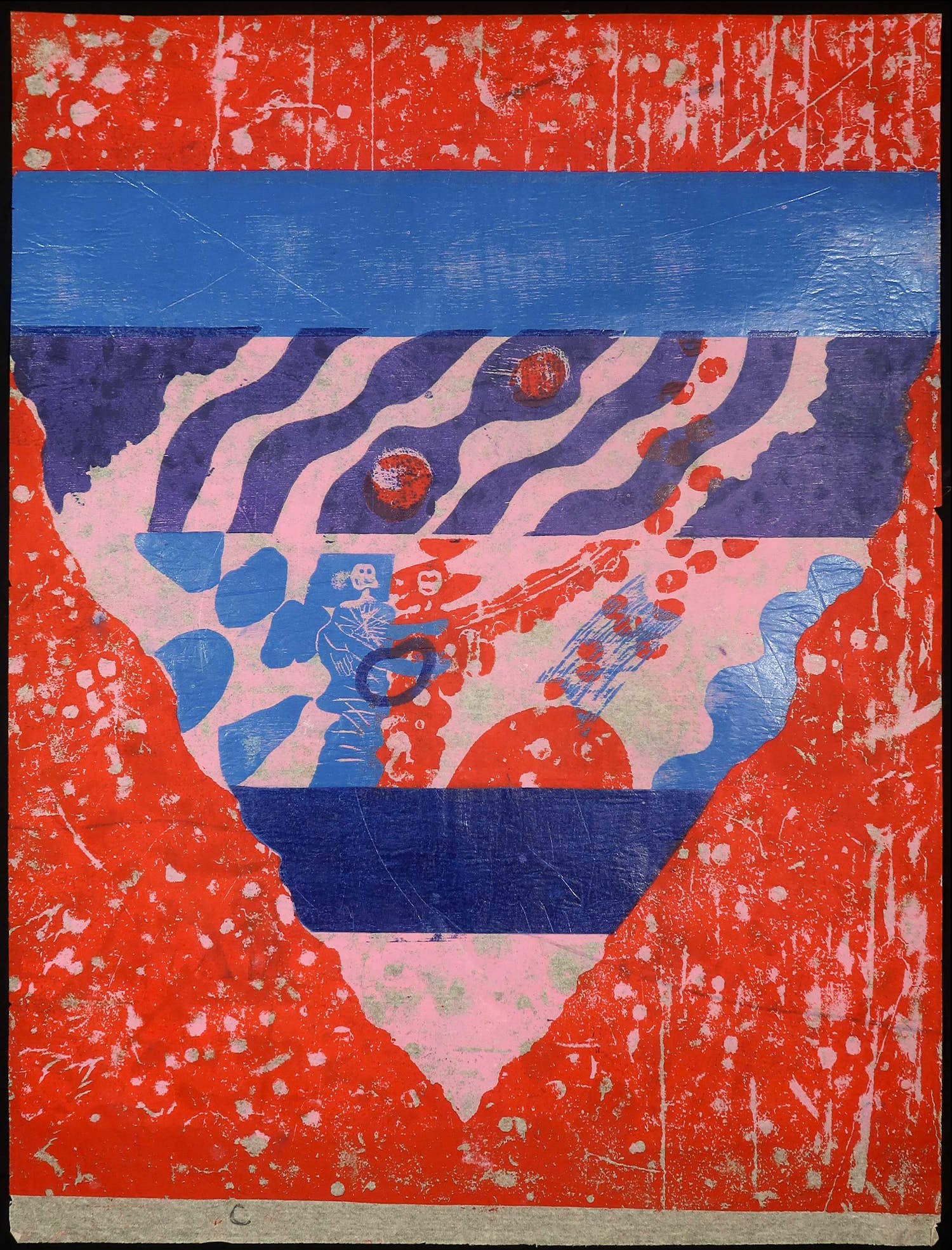 Jef Diederen - Houtsnede op Japans papier, Zonder titel verkocht voor € 35!