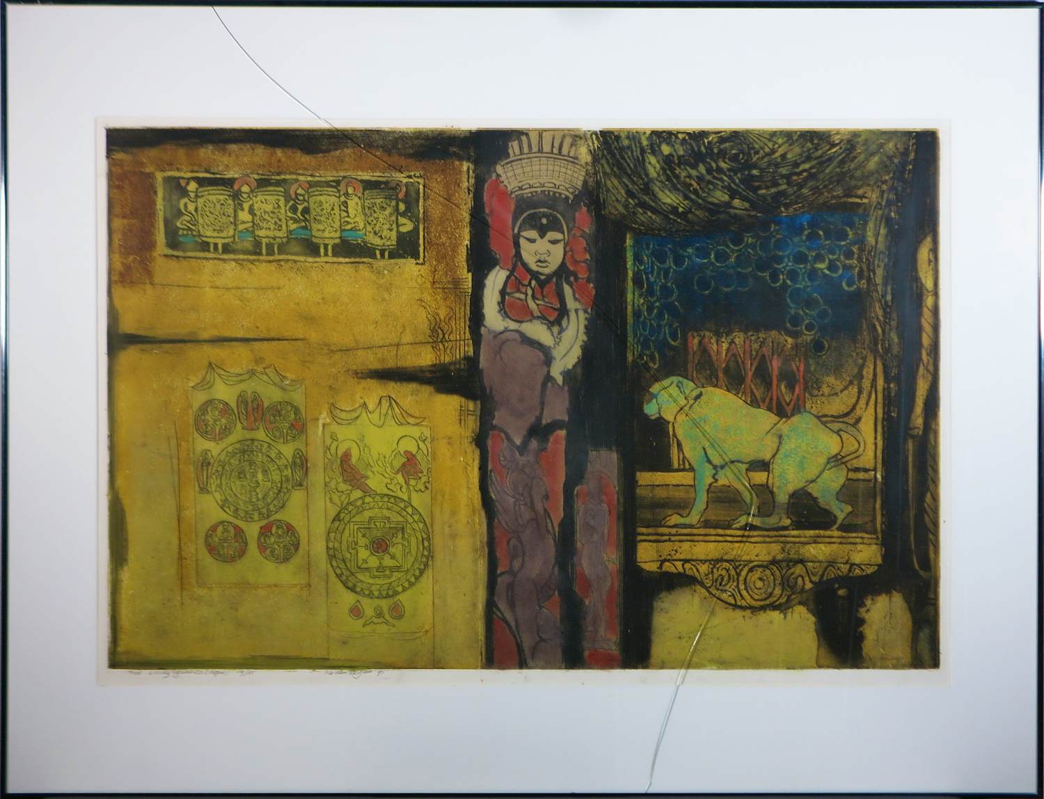 Ru van Rossem - Grote ets / aquatint, The Living Godess - Ingelijst kopen? Bied vanaf 150!