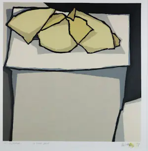 Fon Klement - Boardsnede op papier, Table grise - Ingelijst kopen? Bied vanaf 90!