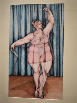 Niet of onleesbaar gesigneerd - Karikaturale & gesigneerde Pasteltekening "Ballerina op leeftijd" kopen? Bied vanaf 1!