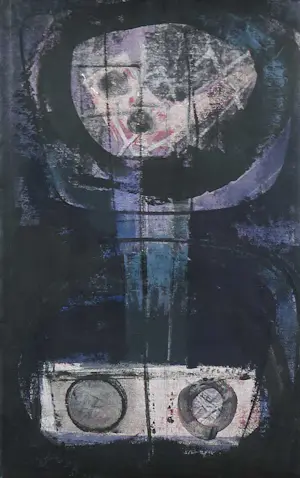 Kees Keus - Gemengde techniek op doek, Figuur - Ingelijst kopen? Bied vanaf 250!