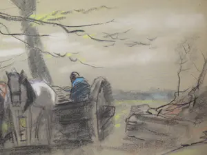 Anton Mauve (sr.) - Man met paardenkar in een boslandschap kopen? Bied vanaf 180!