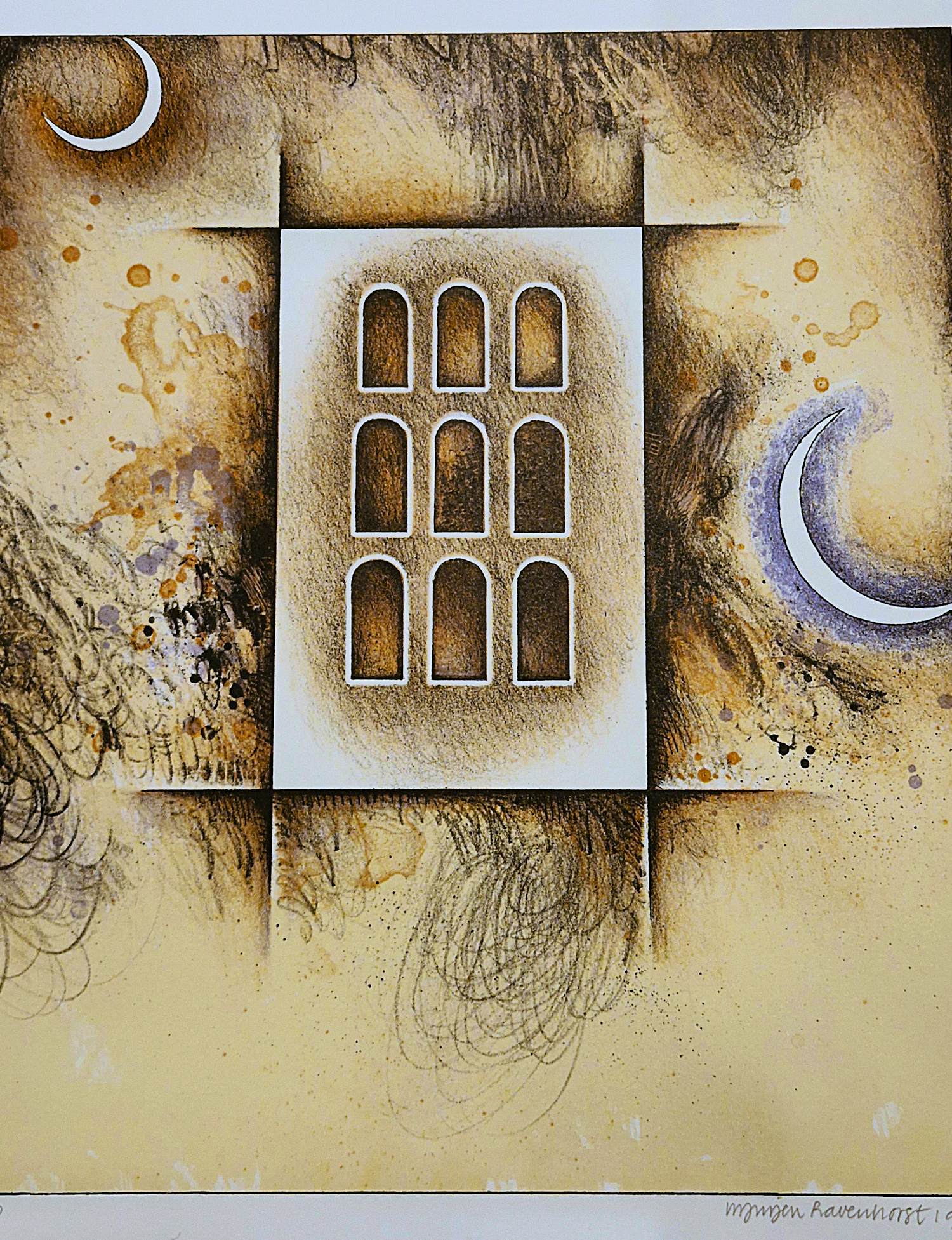 Jurjen Ravenhorst - In zeer goede staat verkerende zeefdruk "nachtgebouw" - gelimt oplage (300) kopen? Bied vanaf 35!