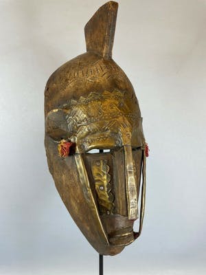 Makonde - 210807 - Tribal used African Markha and brass face - Mali. kopen? Bied vanaf 65!